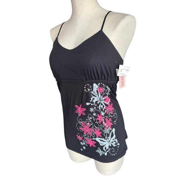 Y2K 2008 NWT Floral Rhinestone Milkmaid Tank size XL - Picture 2 of 9